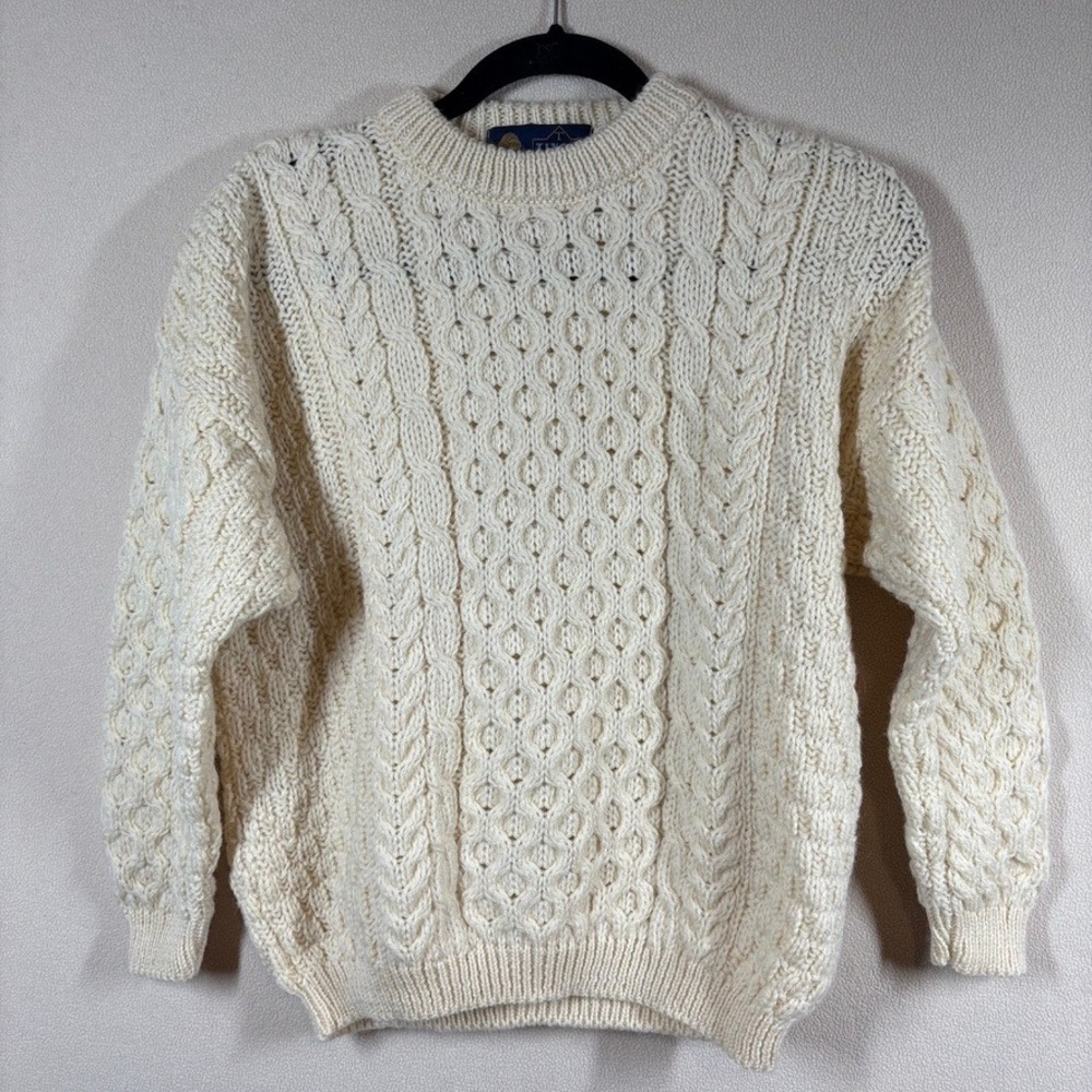 NOS Tivoli Aran Childs Wool‎ Sweater 11/13yrs Chunky Cable Knit  Cozy Fisherman